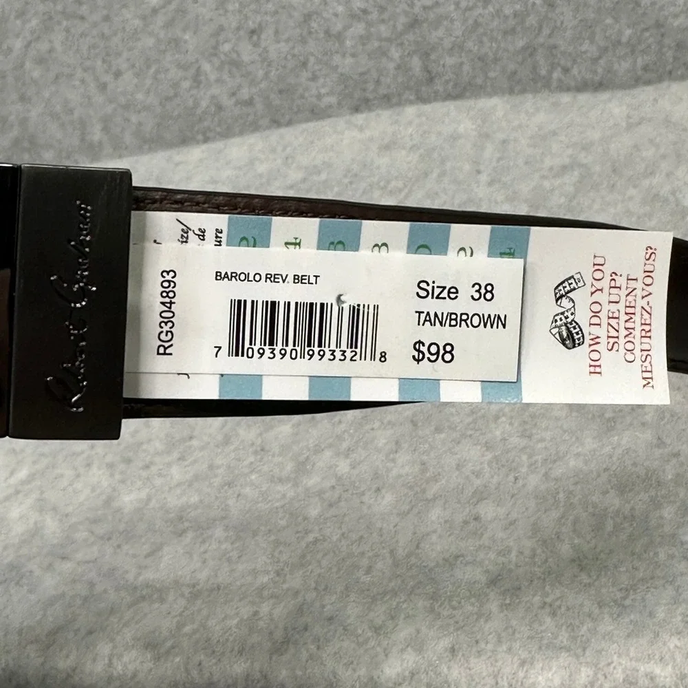 Robert Graham Men's Size 38 Reversible Cognac Brown Leather Dress Belt NWT
